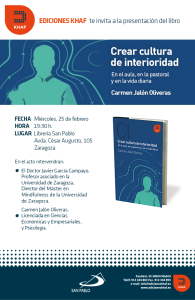 Presentación libro Carmen Jalón Crear cultura interioridad